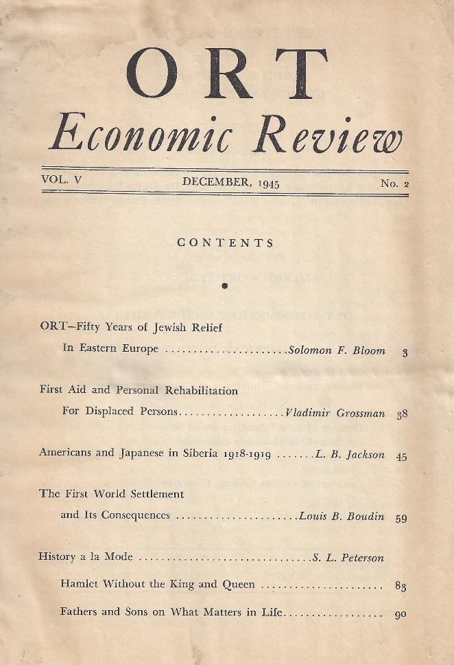 Item 160. ORT ECONOMIC REVIEW. Vol V, Nr 2. Dec, 1945 (only).