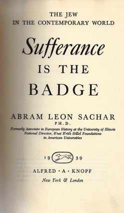Item 195. THE JEW IN THE CONTEMPORARY WORLD: SUFFERANCE IS THE BADGE.