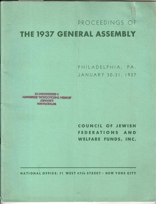 Item 1591. PROCEEDINGS OF THE 1937 GENERAL ASSEMBLY, PHILADELPHIA, PA. JANUARY 30-31, 1937.