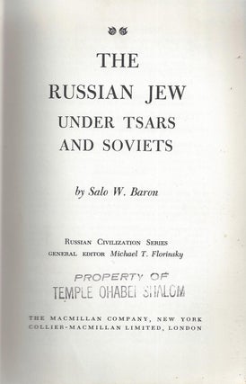 Item 1937. THE RUSSIAN JEW UNDER TSARS AND SOVIETS.