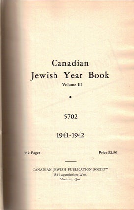 Item 2208. CANADIAN JEWISH YEAR BOOK VOL. III, 1941-1942.