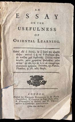 Item 243499. AN ESSAY ON THE USEFULNESS OF ORIENTAL LEARNING.