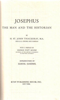 Item 2756. JOSEPHUS: THE MAN AND THE HISTORIAN.