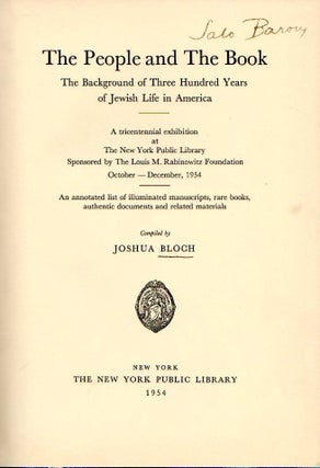 Item 3989. THE PEOPLE AND THE BOOK: THE BACKGROUND OF THREE HUNDRED YEARS OF JEWISH LIFE IN AMERICA.