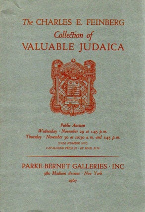 Item 4187. THE CHARLES E. FEINBERG COLLECTION OF VALUABLE JUDAICA