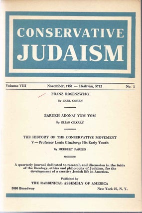 Item 4324. FRANZ ROSENZWEIG (IN CONSERVATIVE JUDAISM VOL. VIII, NO. 1 NOVEMBER 1951)