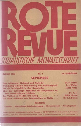 Item 4953. ROTE REVUE: SOZIALISTISCHE MONATSSCHRIFT. JAHRGANG 24. NR. 1, SEPTEMBER 1944 (ONLY)