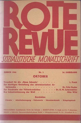 Item 4954. ROTE REVUE: SOZIALISTISCHE MONATSSCHRIFT. JAHRGANG 24. NR. 2, OKTOBER 1944 (ONLY)