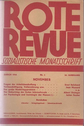 Item 4955. ROTE REVUE: SOZIALISTISCHE MONATSSCHRIFT. JAHRGANG 24. NR. 3, NOVEMBER 1944 (ONLY)