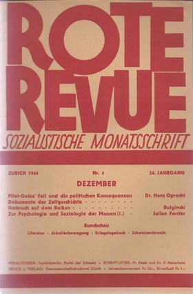 Item 4956. ROTE REVUE: SOZIALISTISCHE MONATSSCHRIFT. JAHRGANG 24. NR. 4, DEZEMBER 1944 (ONLY)