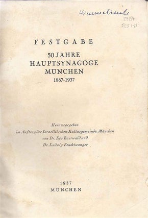 Item 5319. FESTGABE, 50 JAHRE HAUPTSYNAGOGE MÜNCHEN, 1887-1937