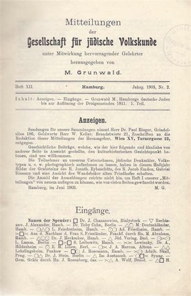 Item 6041. Mitteilungen Der Gesellschaft Für Jüdischen Volkskunde (Book 7; 1903; Number 2)