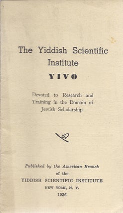 Item 6120. THE YIDDISH SCIENTIFIC INSTITUTE, YIVO