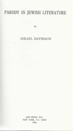 Item 6378. PARODY IN JEWISH LITERATURE