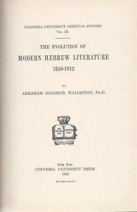 Item 6411. THE EVOLUTION OF MODERN HEBREW LITERATURE 1850-1912