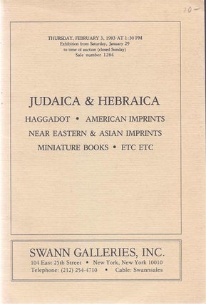Item 6419. 13 SWANN GALLERIES JUDAICA AUCTION CATALOGS FROM 1983 TO 1993