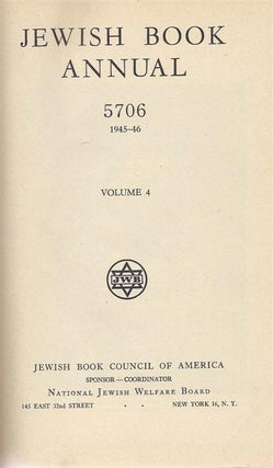 Item 6432. JEWISH BOOK ANNUAL 5706; VOLUME 4; 1945-1946
