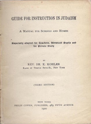 Item 6850. GUIDE FOR INSTRUCTION IN JUDAISM : A MANUAL FOR SCHOOLS AND HOMES.