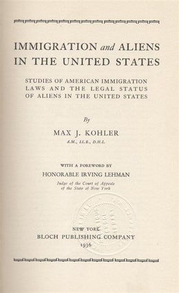 Item 6959. IMMIGRATION AND ALIENS IN THE UNITED STATES; STUDIES OF AMERICAN IMMIGRATION LAWS AND THE LEGAL STATUS OF ALIENS IN THE UNITED STATES