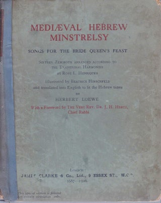 Item 7158. MEDIAEVAL HEBREW MINSTRELSY: SONGS FOR THE BRIDE QUEEN'S FEAST; SIXTEEN ZEMIROTH