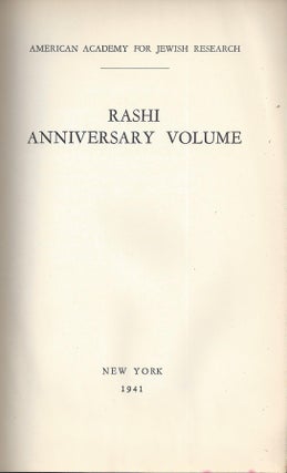 Item 7313. RASHI ANNIVERSARY VOLUME