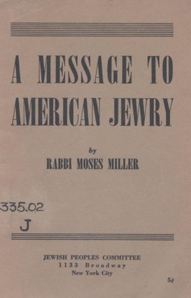Item 7358. A MESSAGE TO AMERICAN JEWRY