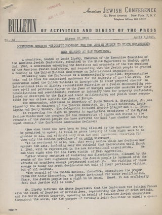 Item 7362. AMERICAN JEWISH CONFERENCE: BULLETIN OF ACTIVITIES AND DIGEST OF THE PRESS: NO. 56