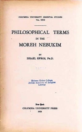 Item 7378. PHILOSOPHICAL TERMS IN THE MOREH NEBUKIM