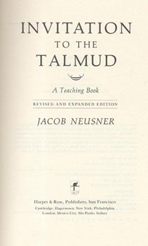 Item 7550. INVITATION TO THE TALMUD: A TEACHING BOOK