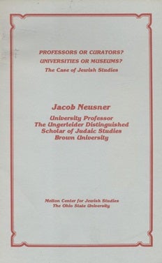 Item 7595. PROFESSORS OR CURATORS? UNIVERSITIES OR MUSEUMS? : THE CASE OF JEWISH STUDIES