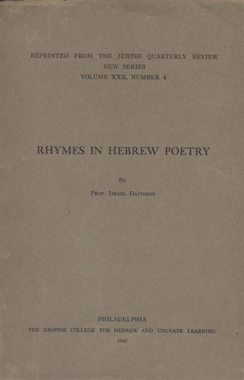 Item 7649. Rhymes in Hebrew Poetry