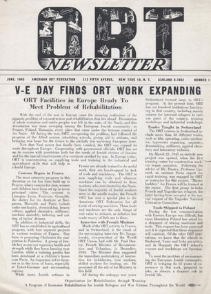Item 7689. ORT NEWSLETTER [JUNE 1945, NUMBER 1]