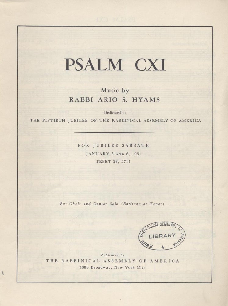 Item 7752. PSALM CXI: DEDICATED TO THE FIFTIETH JUBILEE OF THE RABBINICAL ASSEMBLY OF AMERICA
