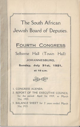 REPORT OF THE EXECUTIVE COUNCIL: APRIL 1919 – AUGUST 1962. NEARLY COMPLETE CONSECUTIVE RUN. South African Jewish Board Of.