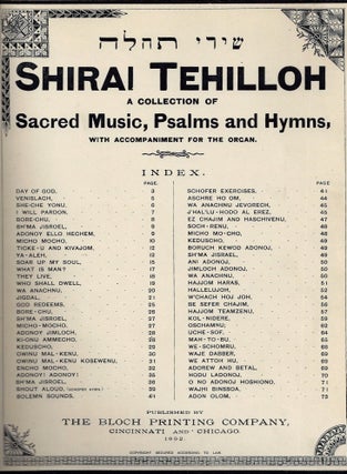 Item 8480. SHIRE TEHILAH. SHIRAI TEHILLOH: A COLLECTION OF SACRED MUSIC, PSALMS AND HYMNS, WITH ACCOMPANIMENT F OR THE ORGAN.