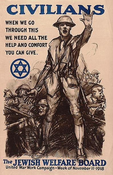 Item 8694. [LARGE POSTER] CIVILIANS, WHEN WE GO THROUGH THIS WE NEED ALL THE HELP AND COMFORT YOU CAN GIVE - THE JEWISH WELFARE BOARD