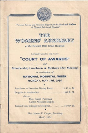 Item 8741. WOMEN'S AUXILIARY OF THE NEWARK BETH ISRAEL HOSPITAL CORDIALLY INVITES YOU TO THE 'COURT OF AWARDS'