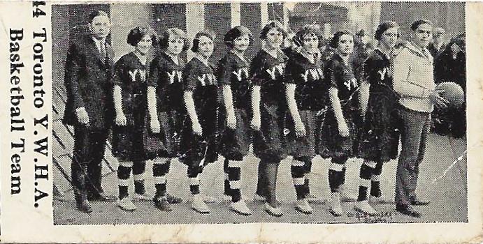 Item 8803. (PHOTO TRADING CARD, PROBABLY THE FIRST OF A JEWISH WOMEN'S TEAM) TORONTO Y.W.H.A. LADIES’ BASKETBALL TEAM, WINNERS OF THE GRIFF CLARK TROPHY [YOUNG WOMEN'S HEBREW ASSOCIATION]