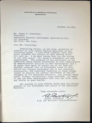 Item 279054. CONCERNING REFUGEE SETTLEMENT IN THE DOMINICAN REPUBLIC