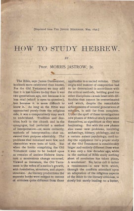 Item 8903. HOW TO STUDY HEBREW.