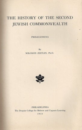 Item 8982. THE HISTORY OF THE SECOND JEWISH COMMONWEALTH