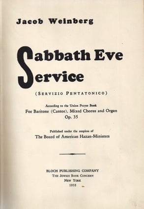 Item 9136. SABBATH EVE SERVICE [BOUND WITH] THE 92ND PSLAM [BOUND WITH] SABBATH MORNING SERVICE