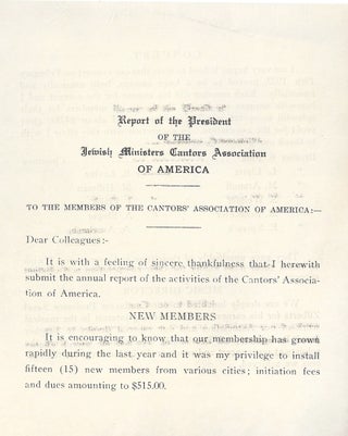 Item 9176. REPORT OF THE PRESIDENT OF THE JEWISH MINISTERS CANTORS ASSOCIATION OF AMERICA