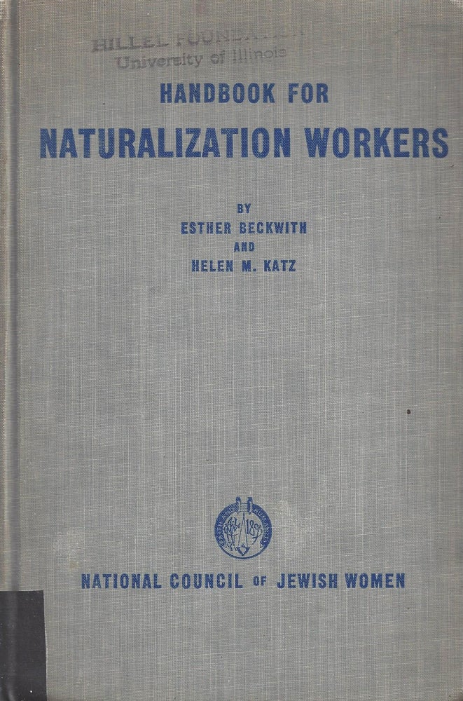 Item 9238. A HANDBOOK FOR NATURALIZATION WORKERS
