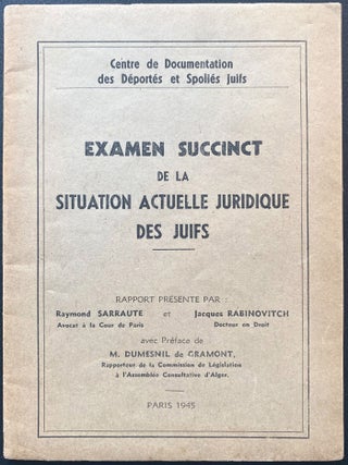 Item 280369. EXAMEN SUCCINCT DE LA SITUATION ACTUELLE JURIDIQUE DES JUIFS: RAPPORT