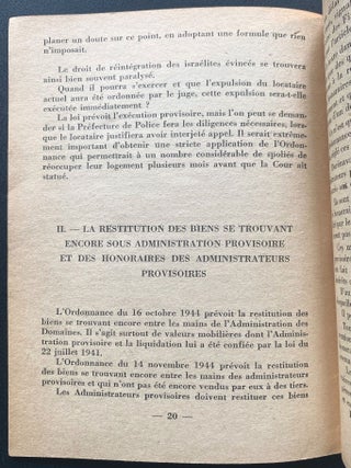 Item 280369. EXAMEN SUCCINCT DE LA SITUATION ACTUELLE JURIDIQUE DES JUIFS: RAPPORT