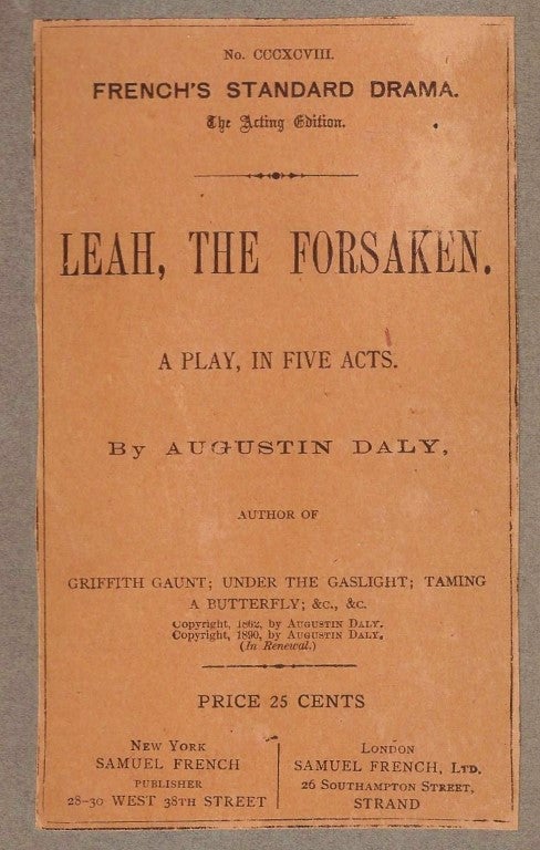 Item 9475. LEAH, THE FORSAKEN : A PLAY, IN FIVE ACTS