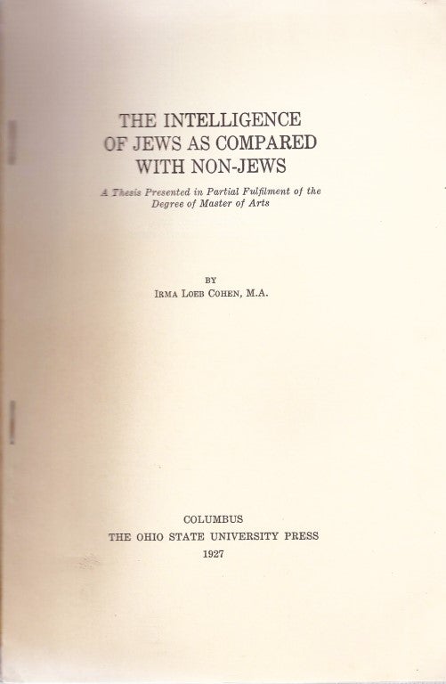 Item 9494. THE INTELLIGENCE OF JEWS AS COMPARED WITH NON-JEWS