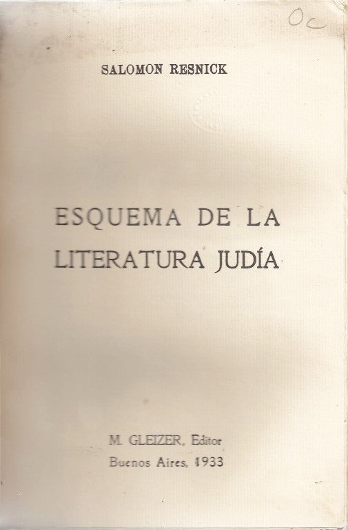 Item 9743. ESQUEMA DE LA LITERATURA JUDÍA