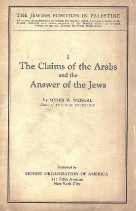 Item 9791. THE CLAIMS OF THE ARABS AND THE ANSWER OF THE JEWS